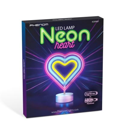 Neonska LED stolna dekoracija LED/2W/3xAA USB srce