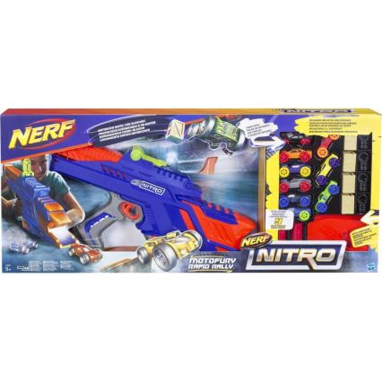 Nerf - Dječji pištolj Nitro MotoFury Rapid Rally + 9 automobila