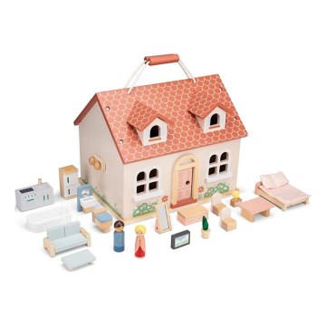 New Classic Toys - Drvena kućica za lutke crvena