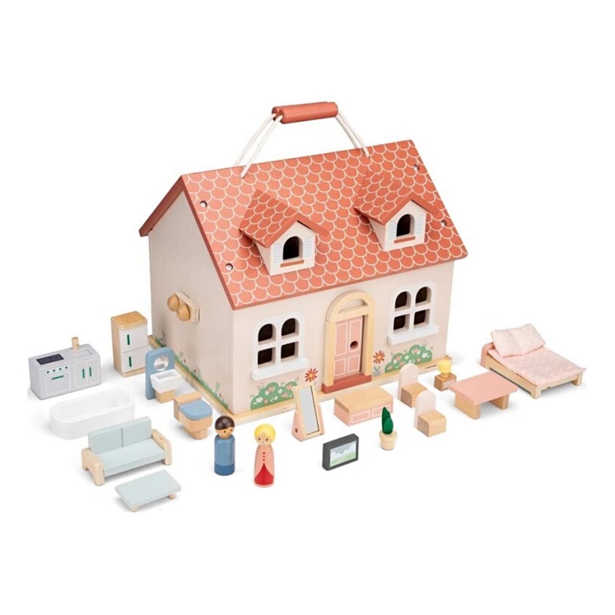 New Classic Toys - Drvena kućica za lutke crvena