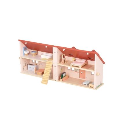 New Classic Toys - Drvena kućica za lutke crvena