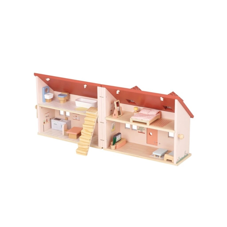New Classic Toys - Drvena kućica za lutke crvena