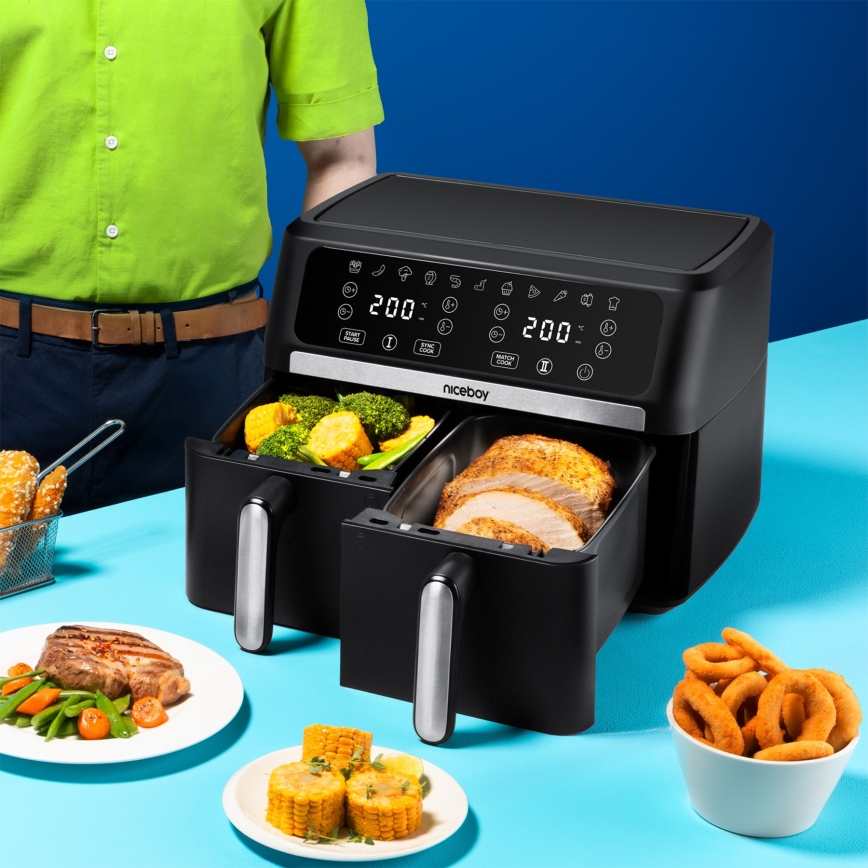 Niceboy AirFryer DUO - Dualna friteza na vrući zrak 9 l 2400W/230V