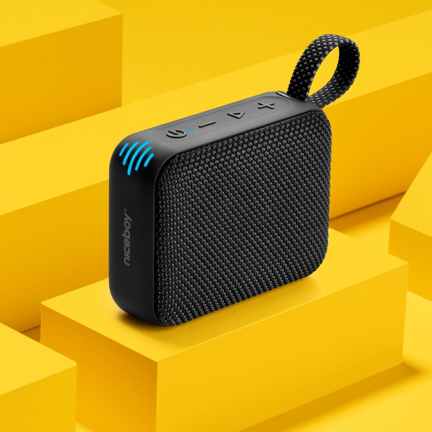 Niceboy Atom 4 - LED Bežični zvučnik s mikrofonom 6W/1000 mAh IP67 crna