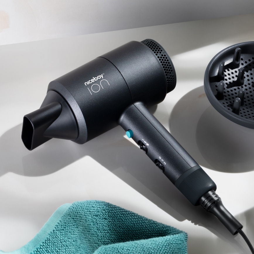 Niceboy ION AirSonic STAR - Sušilo za kosu 2100W/230V crna