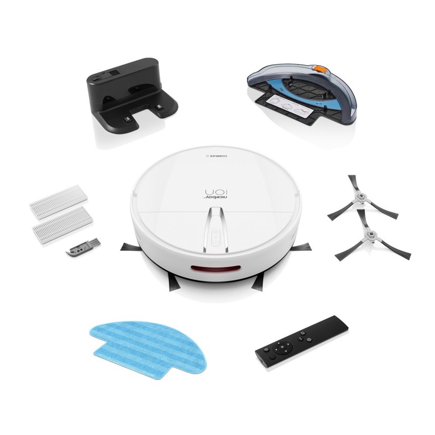 Niceboy ION Charles i4 - Pametni robotski usisivač 2u1 4400 mAh Wi-Fi bijela + daljinski upravljač