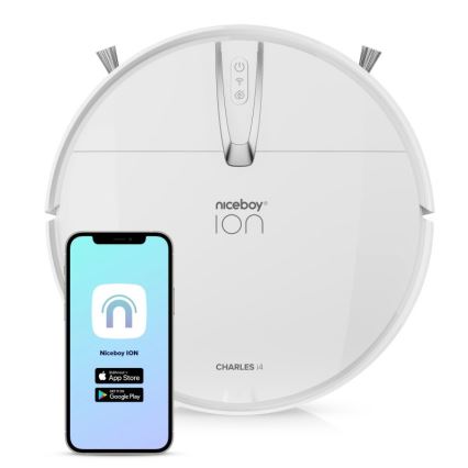 Niceboy ION Charles i4 - Pametni robotski usisivač 2u1 4400 mAh Wi-Fi bijela + daljinski upravljač