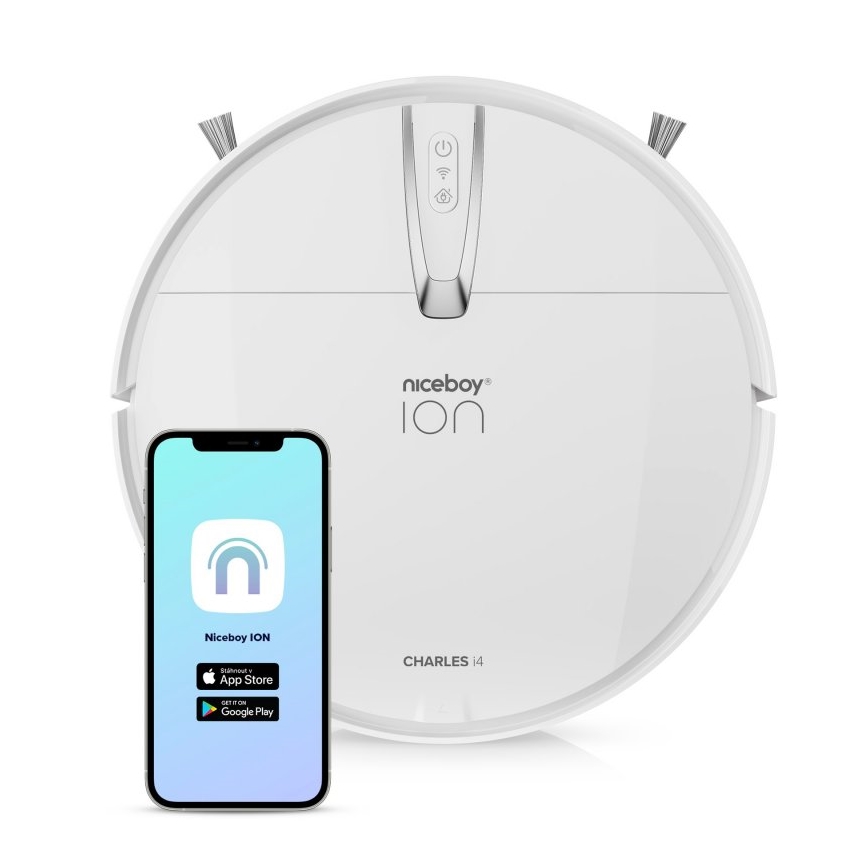 Niceboy ION Charles i4 - Pametni robotski usisivač 2u1 4400 mAh Wi-Fi bijela + daljinski upravljač