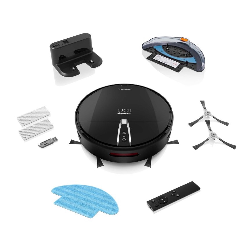Niceboy ION Charles i4 - Pametni robotski usisivač 2u1 4400 mAh Wi-Fi crna + daljinski upravljač