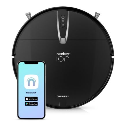 Niceboy ION Charles i4 - Pametni robotski usisivač 2u1 4400 mAh Wi-Fi crna + daljinski upravljač