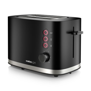Niceboy ION Cruncher C3 - Toster s dva otvora i rešetkom za podgrijavanje 870W/230V crna