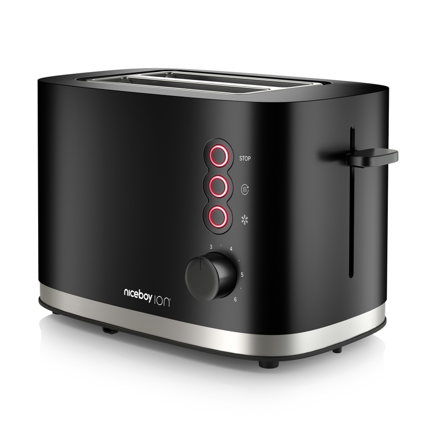 Niceboy ION Cruncher C3 - Toster s dva otvora i rešetkom za podgrijavanje 870W/230V crna
