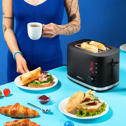 Niceboy ION Cruncher C3 - Toster s dva otvora i rešetkom za podgrijavanje 870W/230V crna