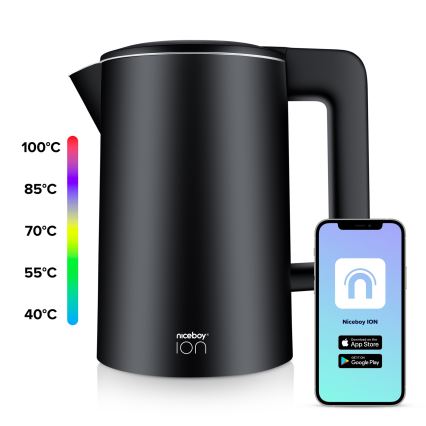 Niceboy ION SmartKettle - Pametno kuhalo za vodu s termoregulacijom 1,7 l 2200W/230V Wi-Fi crna