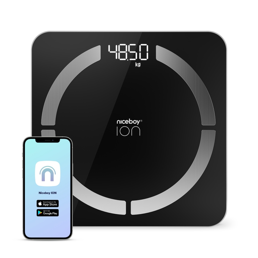 Niceboy ION SmartScale - Pametna digitalna osobna vaga 3xAAA crna