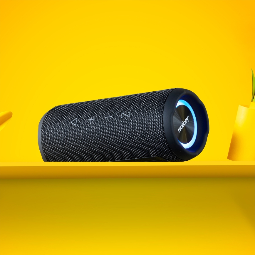 Niceboy Nexus - LED bežični zvučnik s mikrofonom 26W/4000 mAh IPX6 crna