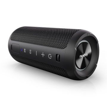 Niceboy Orion - LED Bežični zvučnik s mikrofonom 24W/2200 mAh IPX7 crna