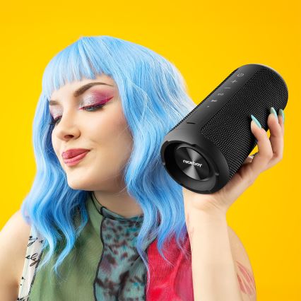 Niceboy Orion - LED Bežični zvučnik s mikrofonom 24W/2200 mAh IPX7 crna