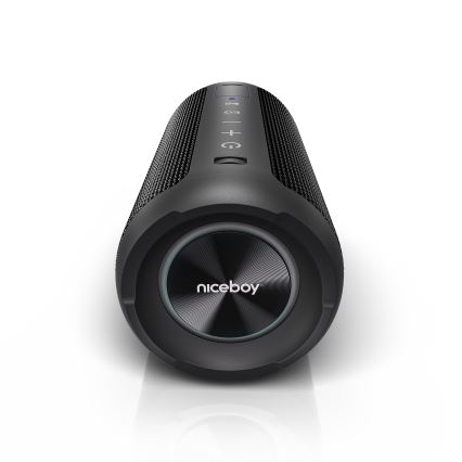 Niceboy Orion - LED Bežični zvučnik s mikrofonom 24W/2200 mAh IPX7 crna