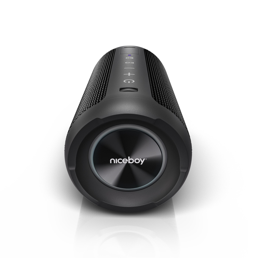 Niceboy Orion - LED Bežični zvučnik s mikrofonom 24W/2200 mAh IPX7 crna