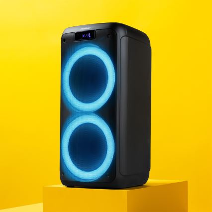 Niceboy PARTY Boss 2 - LED Bežični zvučnik s mikrofonom i funkcijom powerbanka 200W/4500 mAh + daljinski upravljač