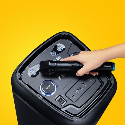 Niceboy PARTY Boss 2 - LED Bežični zvučnik s mikrofonom i funkcijom powerbanka 200W/4500 mAh + daljinski upravljač