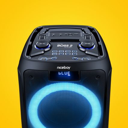 Niceboy PARTY Boss 2 - LED Bežični zvučnik s mikrofonom i funkcijom powerbanka 200W/4500 mAh + daljinski upravljač