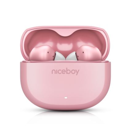Niceboy Pins 4 - Bežične slušalice s ANC, 400 mAh + 2x 50 mAh, IPX4, ružičaste
