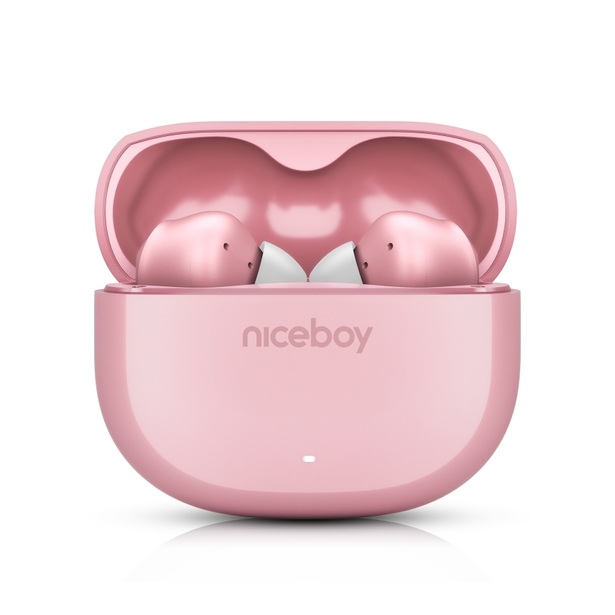 Niceboy Pins 4 - Bežične slušalice s ANC, 400 mAh + 2x 50 mAh, IPX4, ružičaste