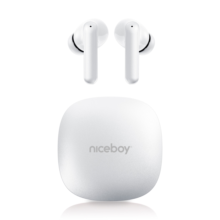 Niceboy Pins 4 PRO - Bežične slušalice s ANC 380 mAh + 2x 35 mAh IP54 bijela