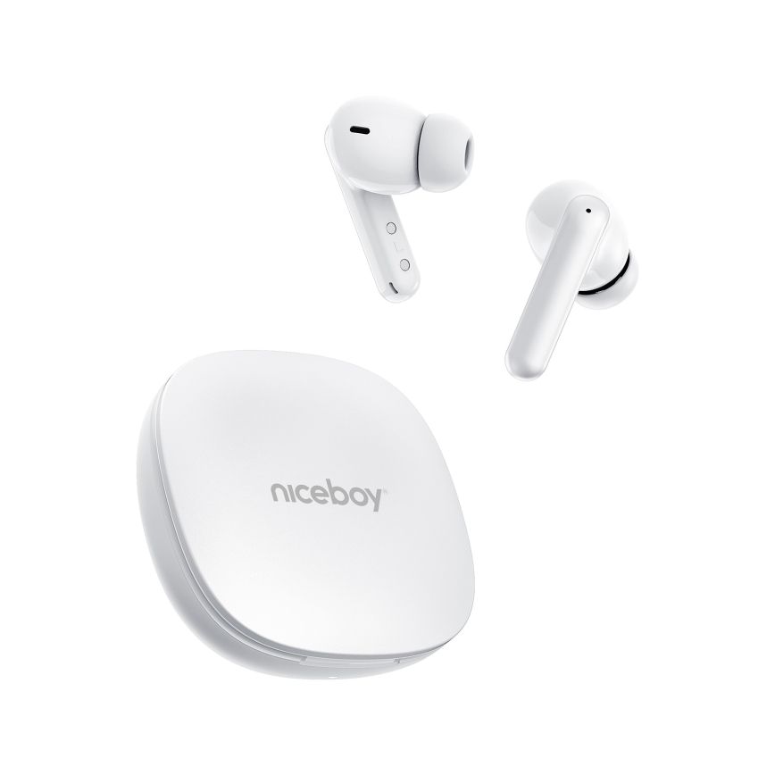 Niceboy Pins 4 PRO - Bežične slušalice s ANC 380 mAh + 2x 35 mAh IP54 bijela