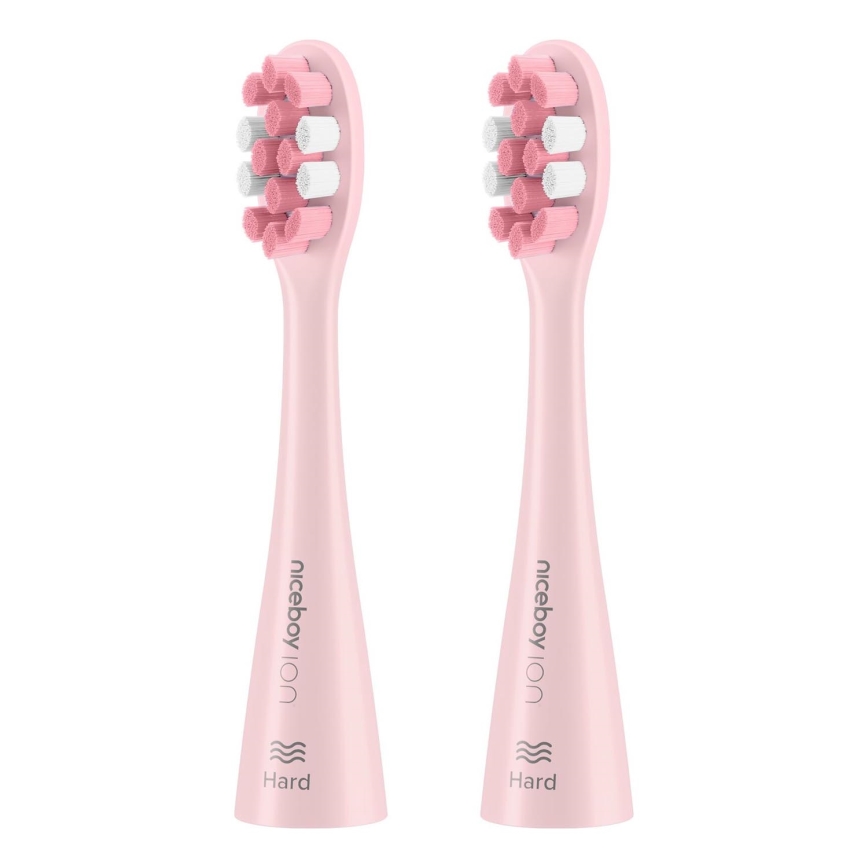 Niceboy - SET 2x zamjenske glave Hard za četkicu za zube ION Sonic i SmartSonic ružičasta