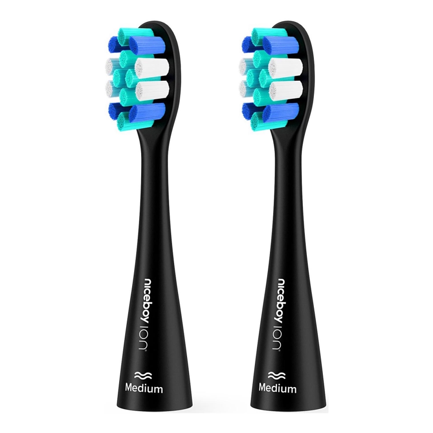 Niceboy - SET 2x zamjenske glave Lite Medium za četkicu za zube ION Sonic crna