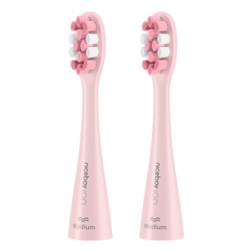Niceboy - SET 2x zamjenske glave Medium za četkicu za zube ION Sonic i SmartSonic ružičasta