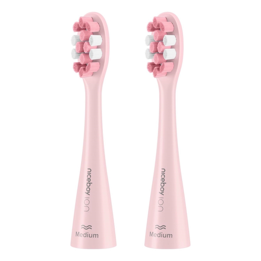 Niceboy - SET 2x zamjenske glave Medium za četkicu za zube ION Sonic i SmartSonic ružičasta