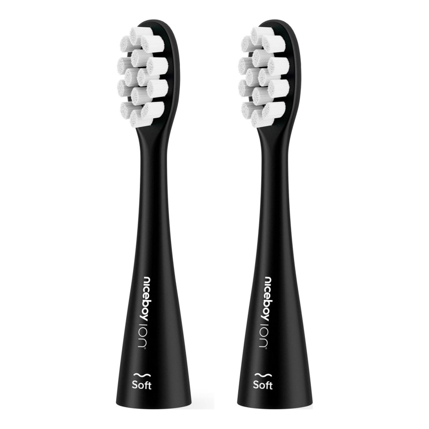 Niceboy - SET 2x zamjenske glave Soft za četkicu za zube ION Sonic i SmartSonic crna
