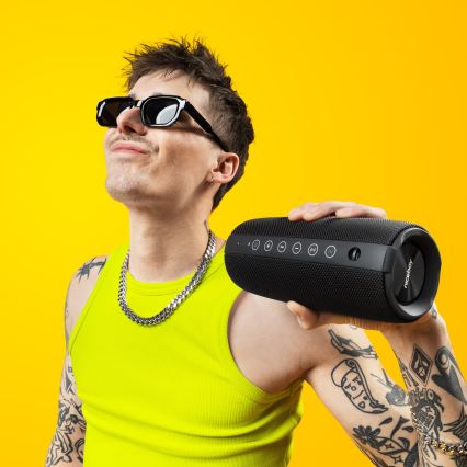 Niceboy Titan 4 - LED Bežični zvučnik s mikrofonom i funkcija powerbanky 50W/4000 mAh IPX7 crna