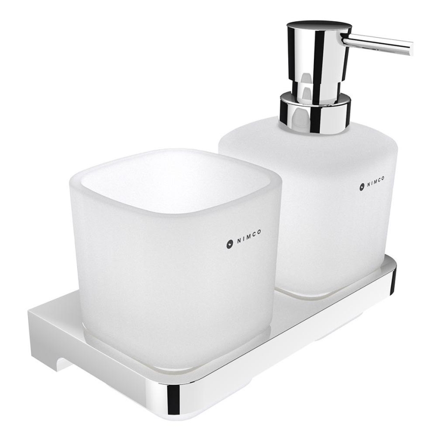 NIMCO MA 2905831C-26 - Zidni dozator sapuna i držač četkica za zube MAYA 320 ml mat staklo/sjajni krom