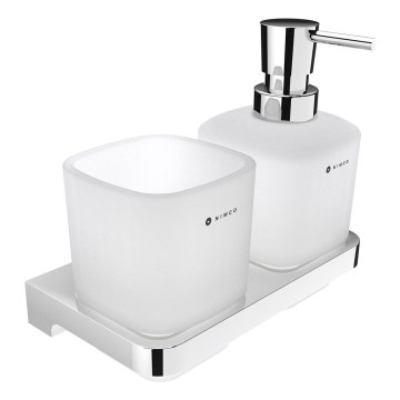 NIMCO MA 2905831C-26 - Zidni dozator za sapun i stalak za četkice za zube MAYA 320 ml matirano staklo/sjajni krom