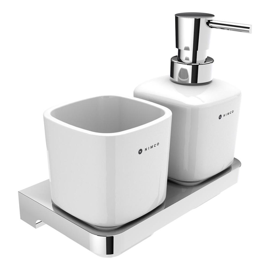 NIMCO MA 2905831K-T-26 - Zidni dozator sapuna i držač četkica za zube MAYA 320 ml bijela/sjajni krom