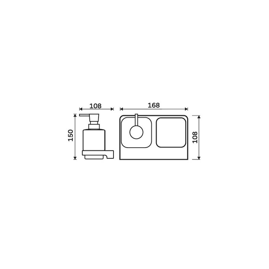 NIMCO MAC 2905831C-T-90 - Zidni dozator sapuna i držač četkica za zube MAYA 320 ml mat staklo/mat crna