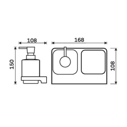 NIMCO MAC 2905831K-T-90 - Zidni dozator sapuna i držač četkica za zube MAYA 320 ml bijela/mat crna