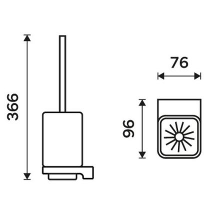 NIMCO MAC 29094CN-90 - Zidna WC četka MAYA matirano staklo/mat crna