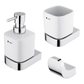 NIMCO NK set-31K-26 - Zidni dozator za sapun, stalak za četkice za zube i zidna kuka NIKAU 320 ml bijela/sjajni krom