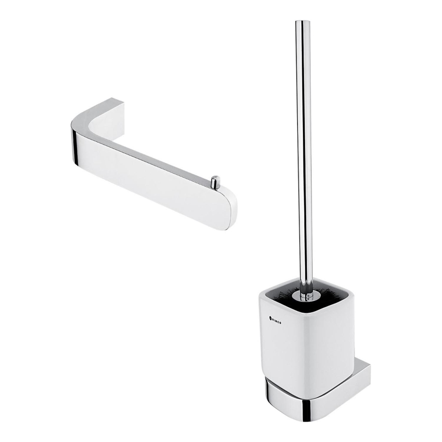 NIMCO NK set-94KN-26 - Zidna četka za WC i držač toaletnog papira NIKAU bijela/sjajni krom