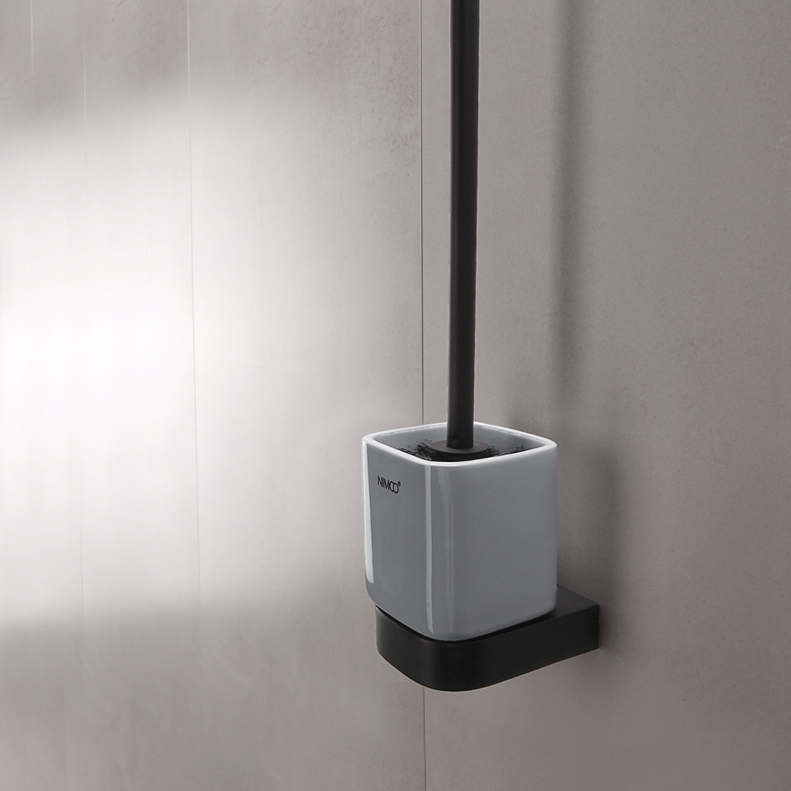 NIMCO NKC 30094KN-90 - Zidna četka za WC NIKAU bijela/mat crna