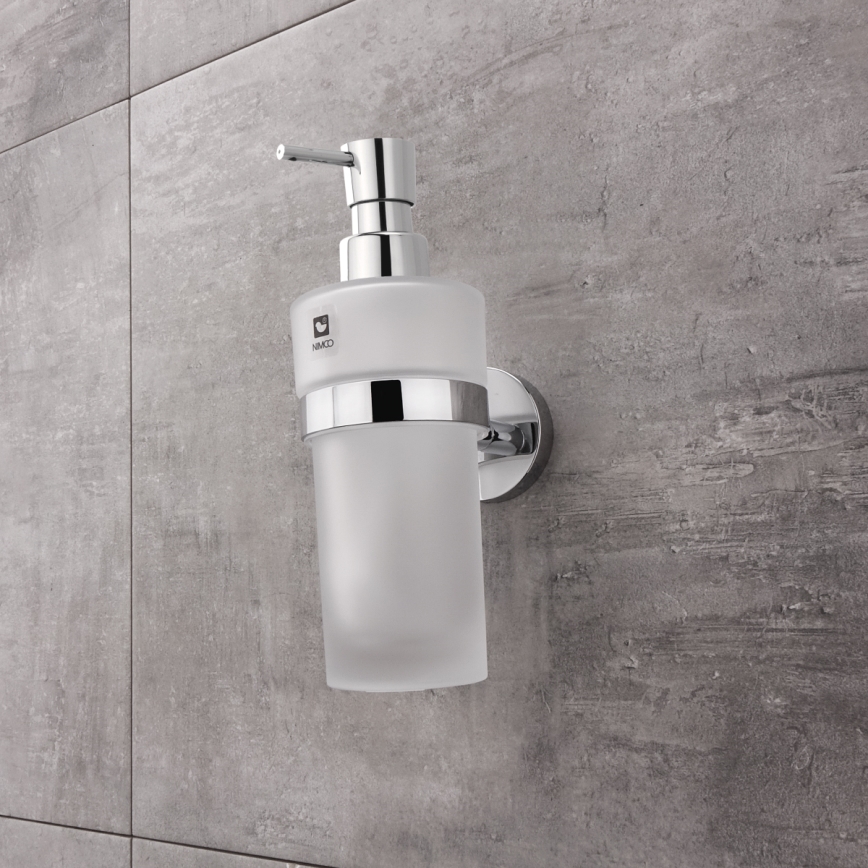 NIMCO UN set-31W-26 - Zidni dozator sapuna, držač četkica za zube i zidna kukica UNIX 250 ml mat staklo/sjajni krom