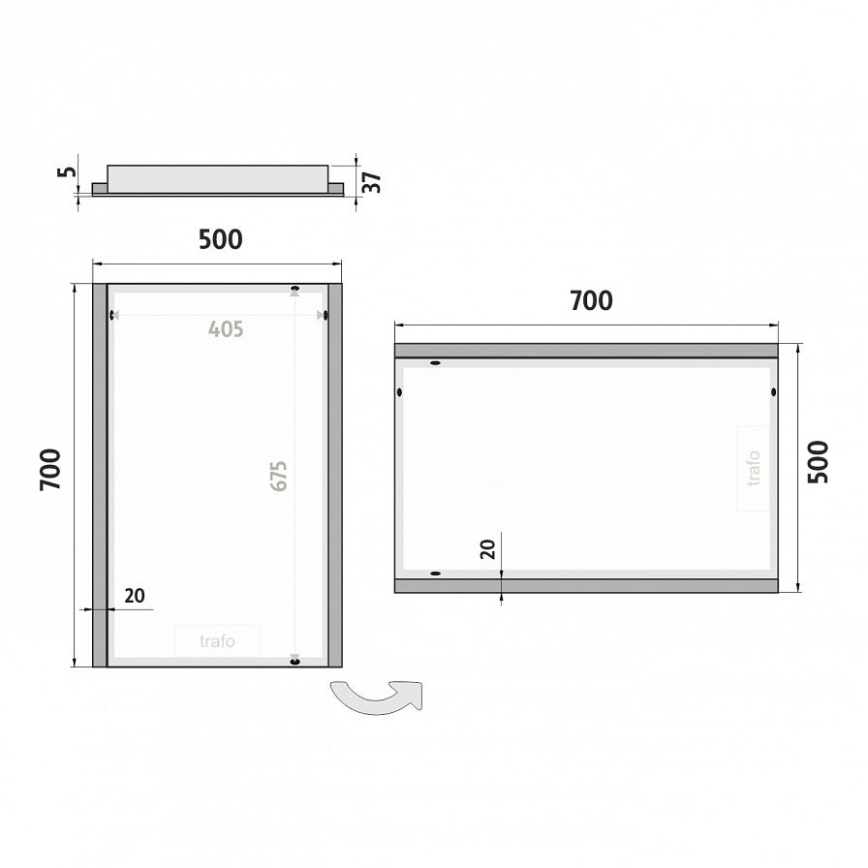 NIMCO ZP 11001 - LED Kupaonsko ogledalo s pozadinskim osvjetljenjem LED/21W/230V 6500K 70x50 cm IP44