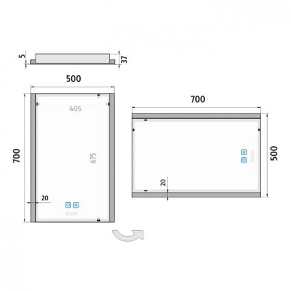 NIMCO ZP 11001VX - prigušivo kupaonsko ogledalo s LED pozadinskim osvjetljenjem LED/21W/230V 3000-6500K 70x50 cm IP44