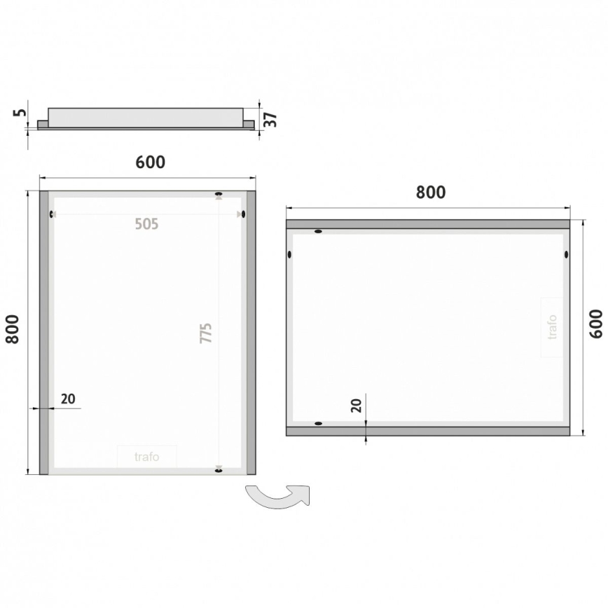 NIMCO ZP 11002 - LED Kupaonsko ogledalo s pozadinskim osvjetljenjem LED/24W/230V 6500K 80x60 cm IP44